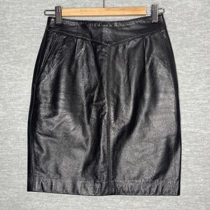Vintage Black Leather Mini Skirt